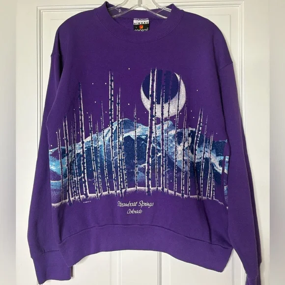 Vintage 90s Steamboat Colorado Wrap Around Crewneck Sweatshirt Size L - Picture 1 of 9